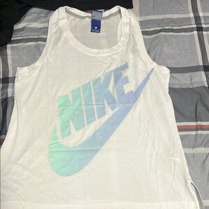 Nike White Tank with Gradient Logo